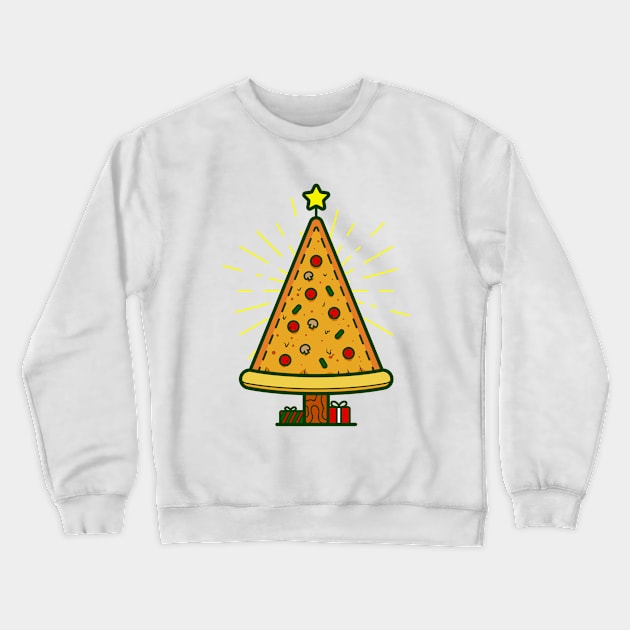 pizza ugly christmas tree Crewneck Sweatshirt by gossiprag